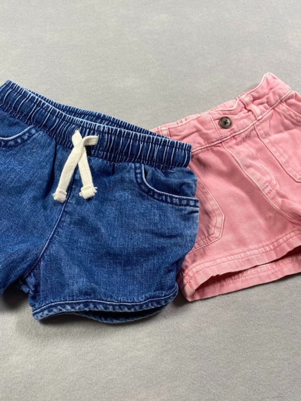 LOT OF 2: Toddler Girls Cat & Jack Jean Shorts, Blue & Pink Shorts, 2T Bundle